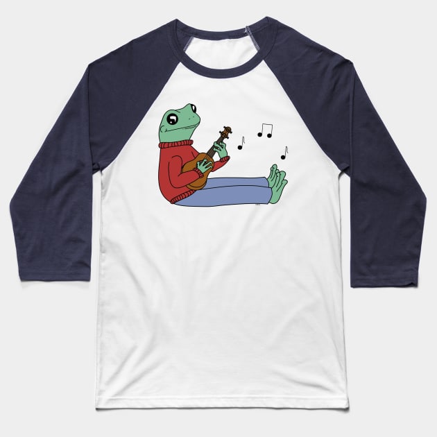 Ukulele Playing Frog Baseball T-Shirt by Natalie Gilbert